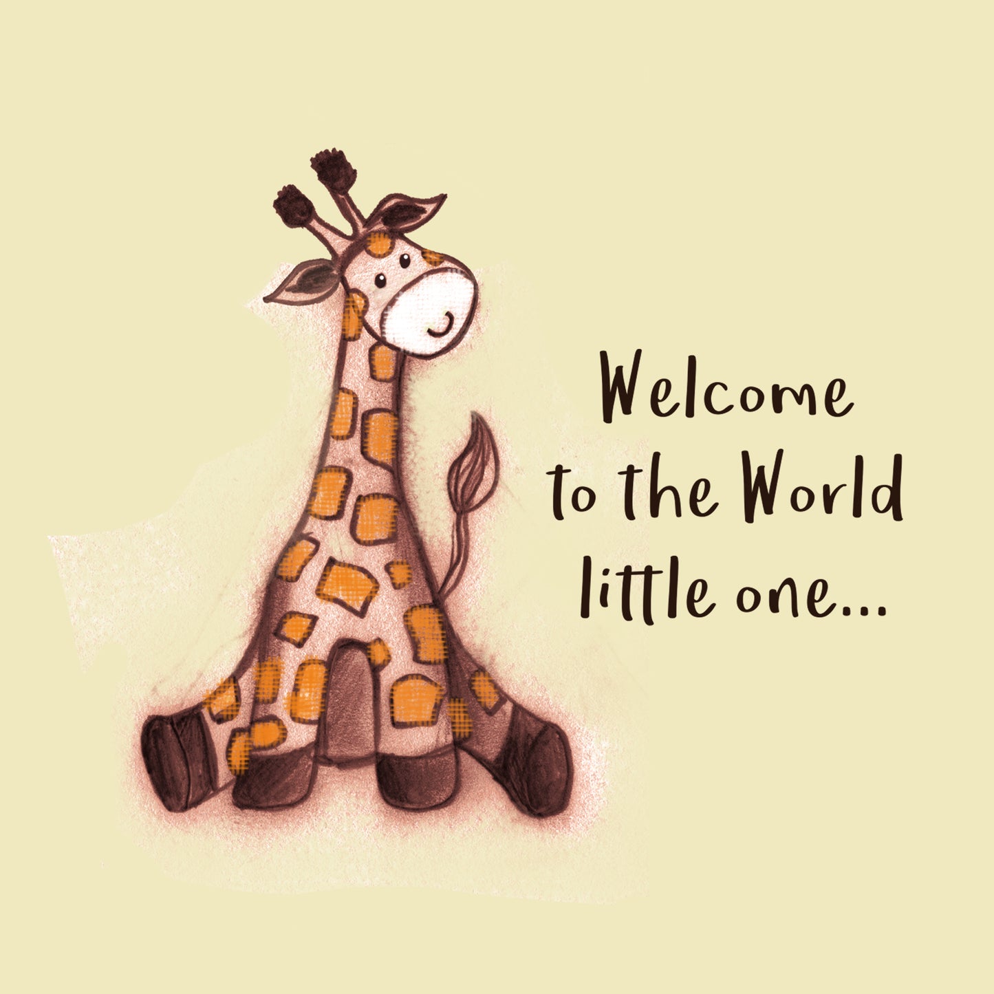 Baby Giraffe on white - 50cm x 75cm panel