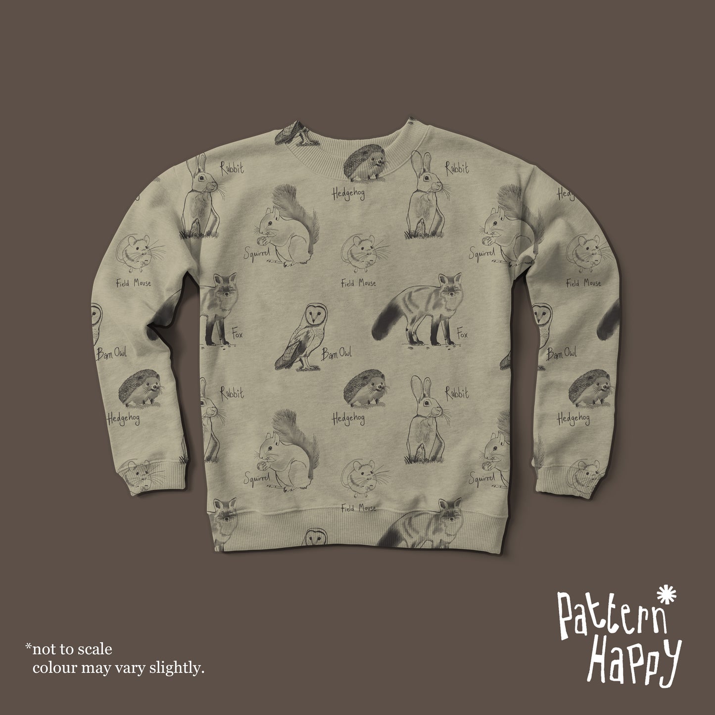 Woodland creatures on light orange - 0.5 Metres