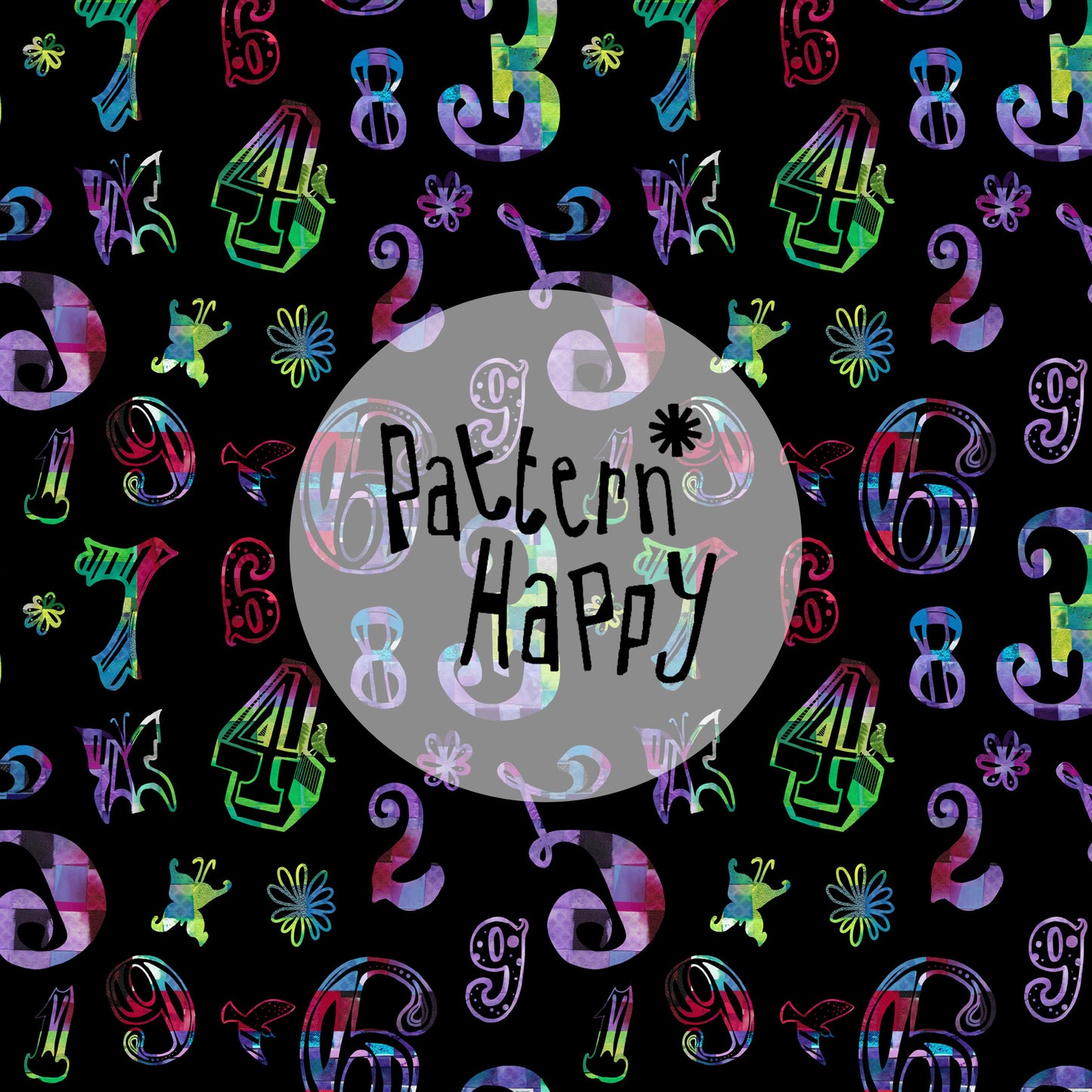 *NEW COLLECTION* All over numbers woven on Black - 0.5 Metres