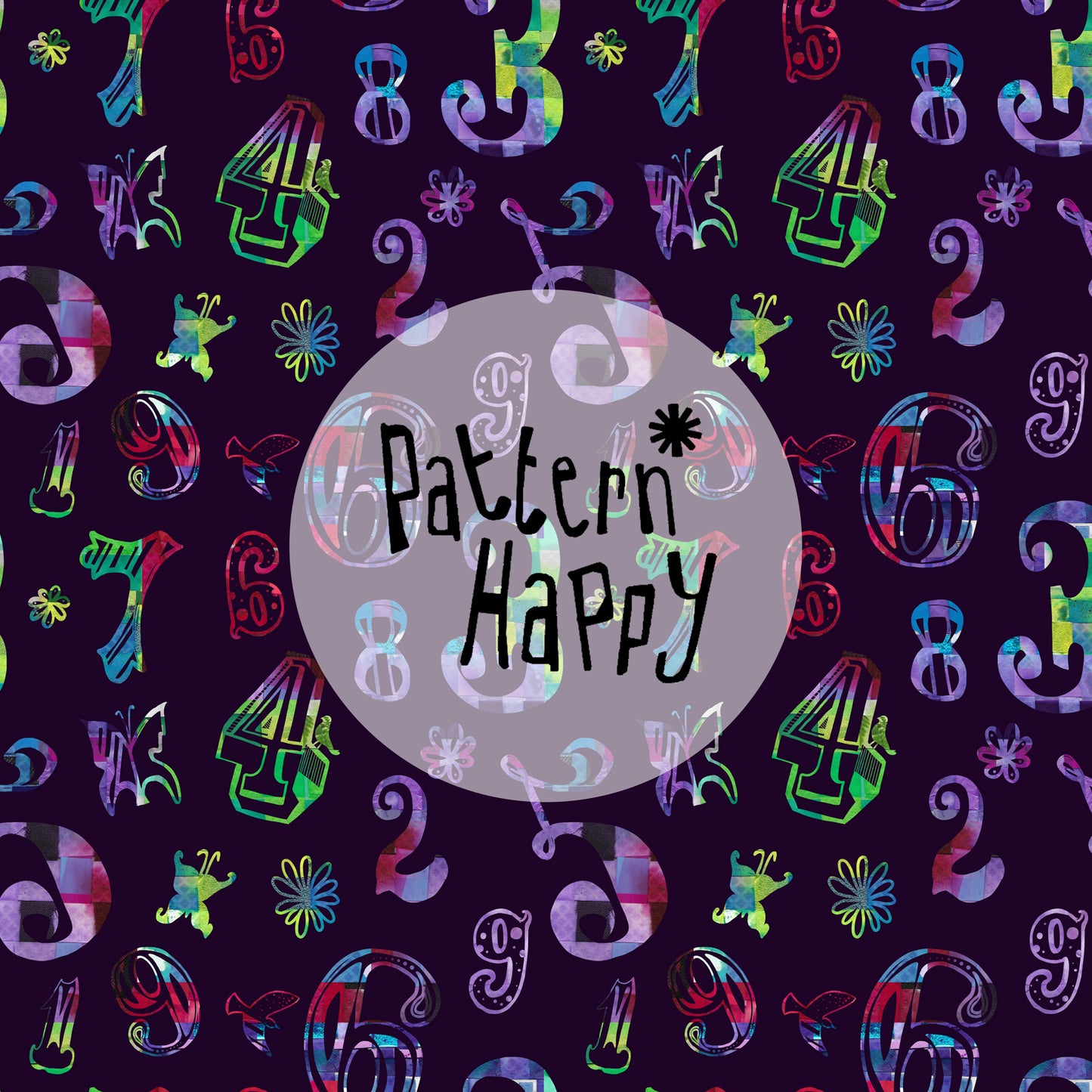 *NEW COLLECTION* All over numbers woven on Purple - 0.5 Metres