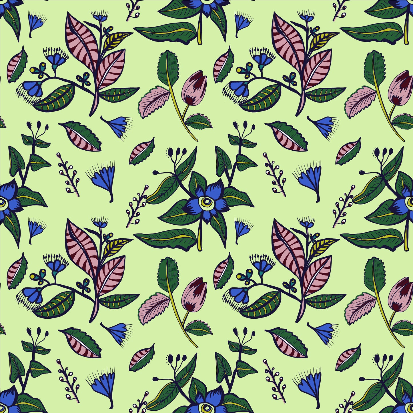 ****** NEW COLLECTION Country Floral Lime- 0.5 Metres