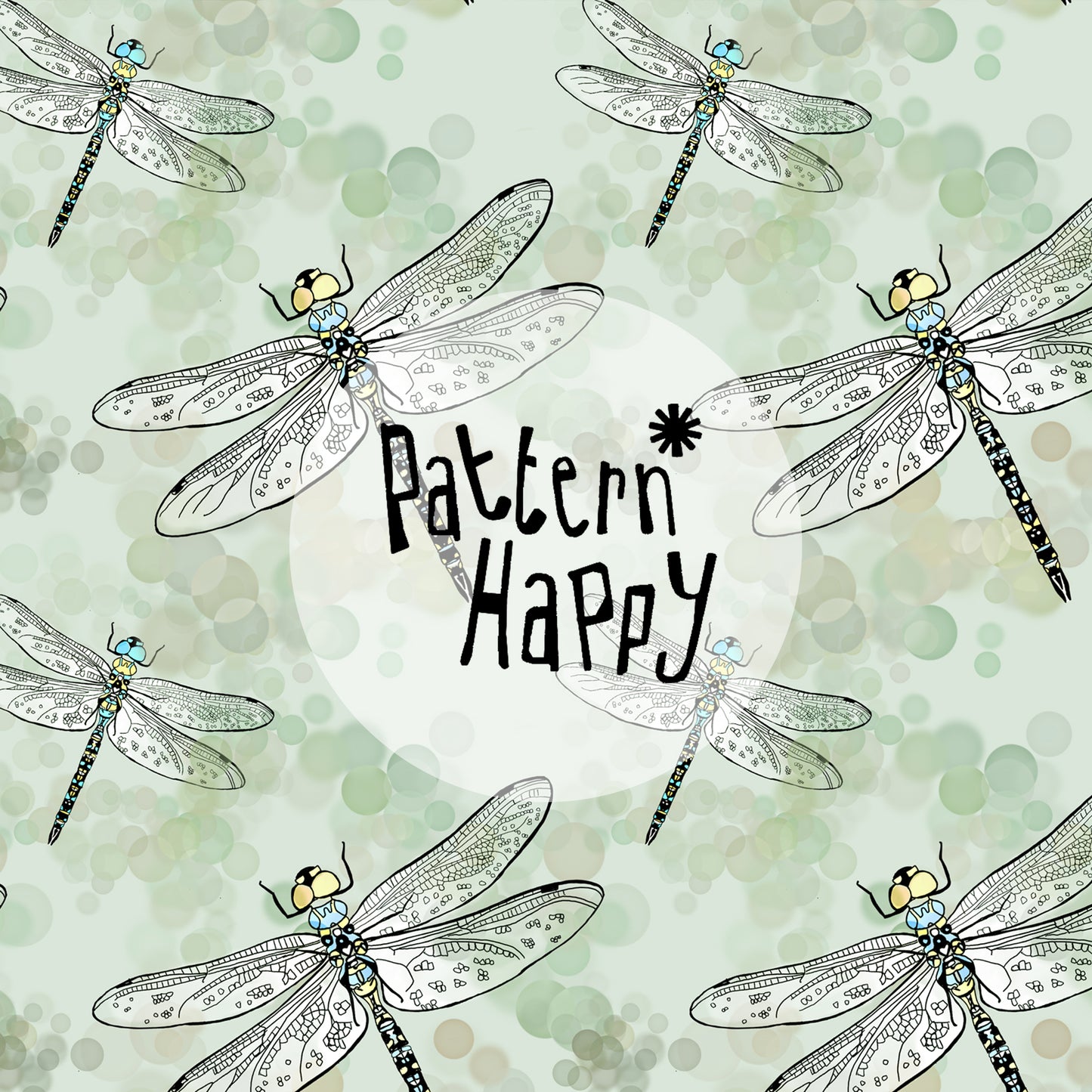 *NEW COLLECTION* Dragonflies on pastel green- 0.5 Metres