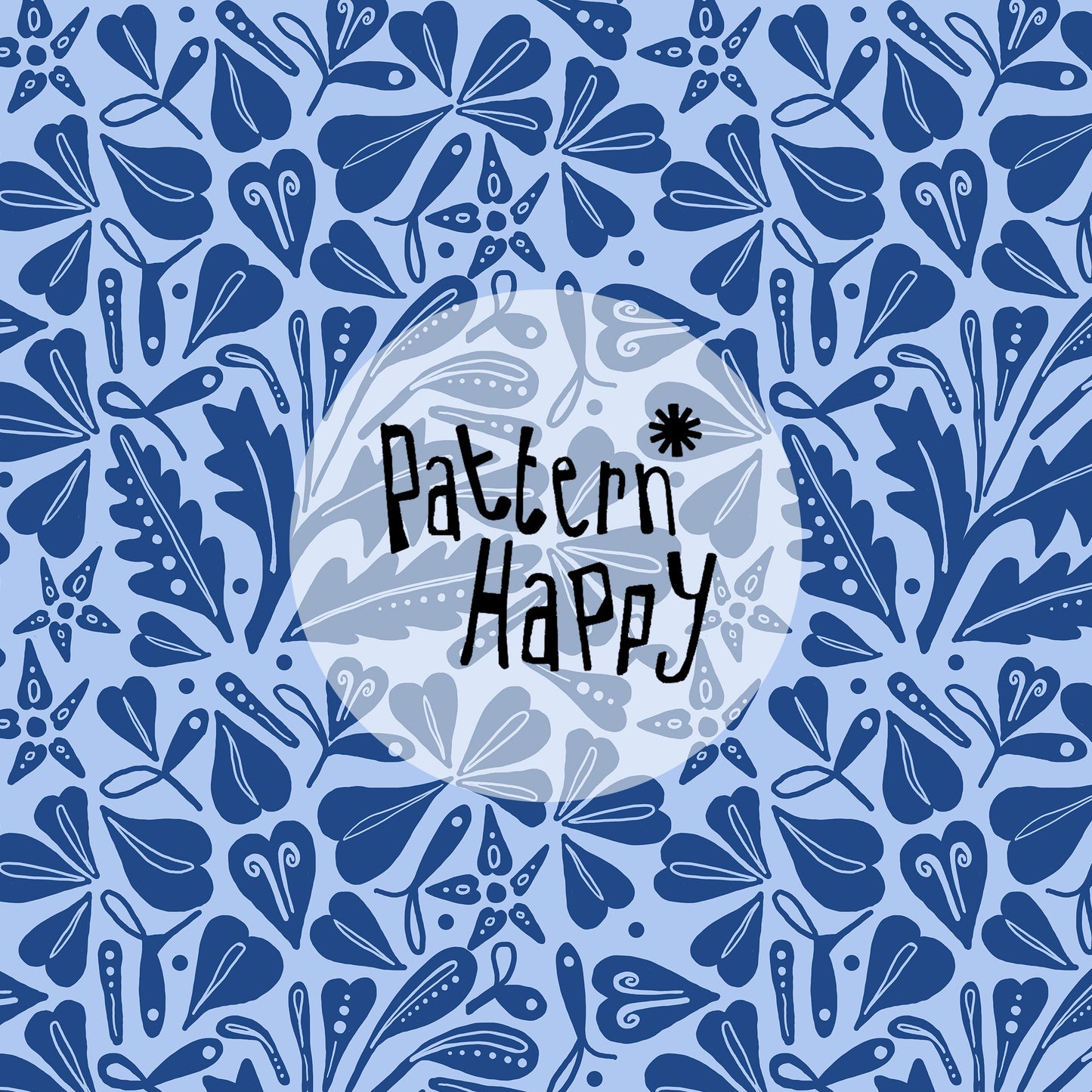 Greek Flowers blue on light blue - 0.5 Metres