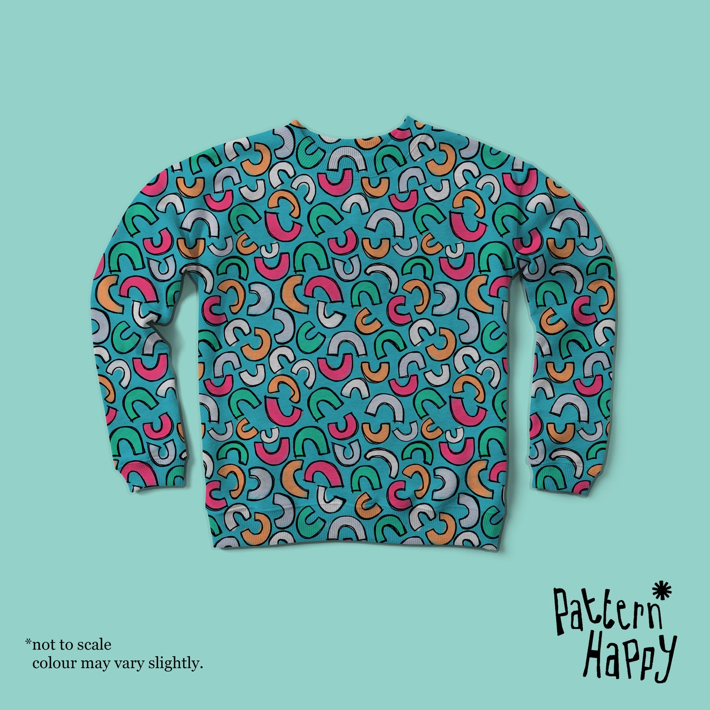 **NEW COLLECTION* Abstract C's on teal- 0.5 Metres