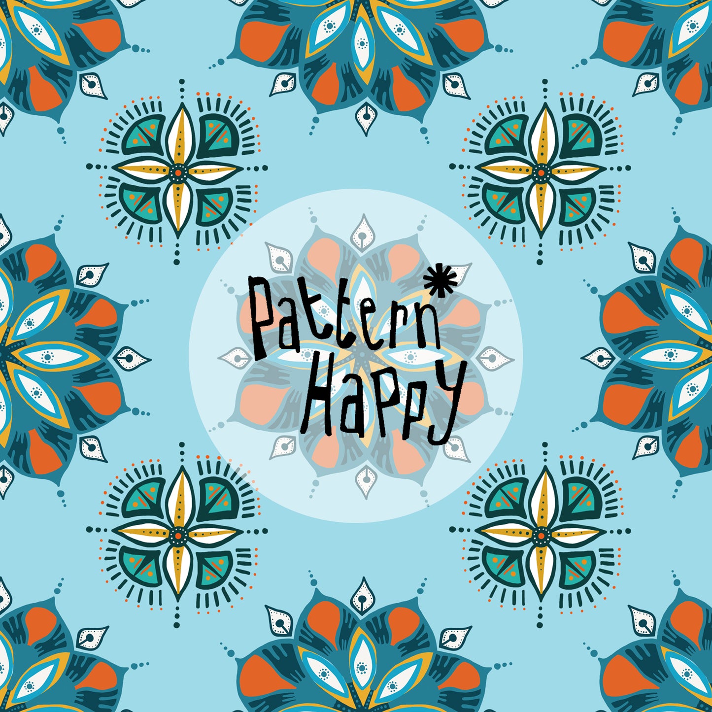 Mandala teal on blue, 0.5 Metres