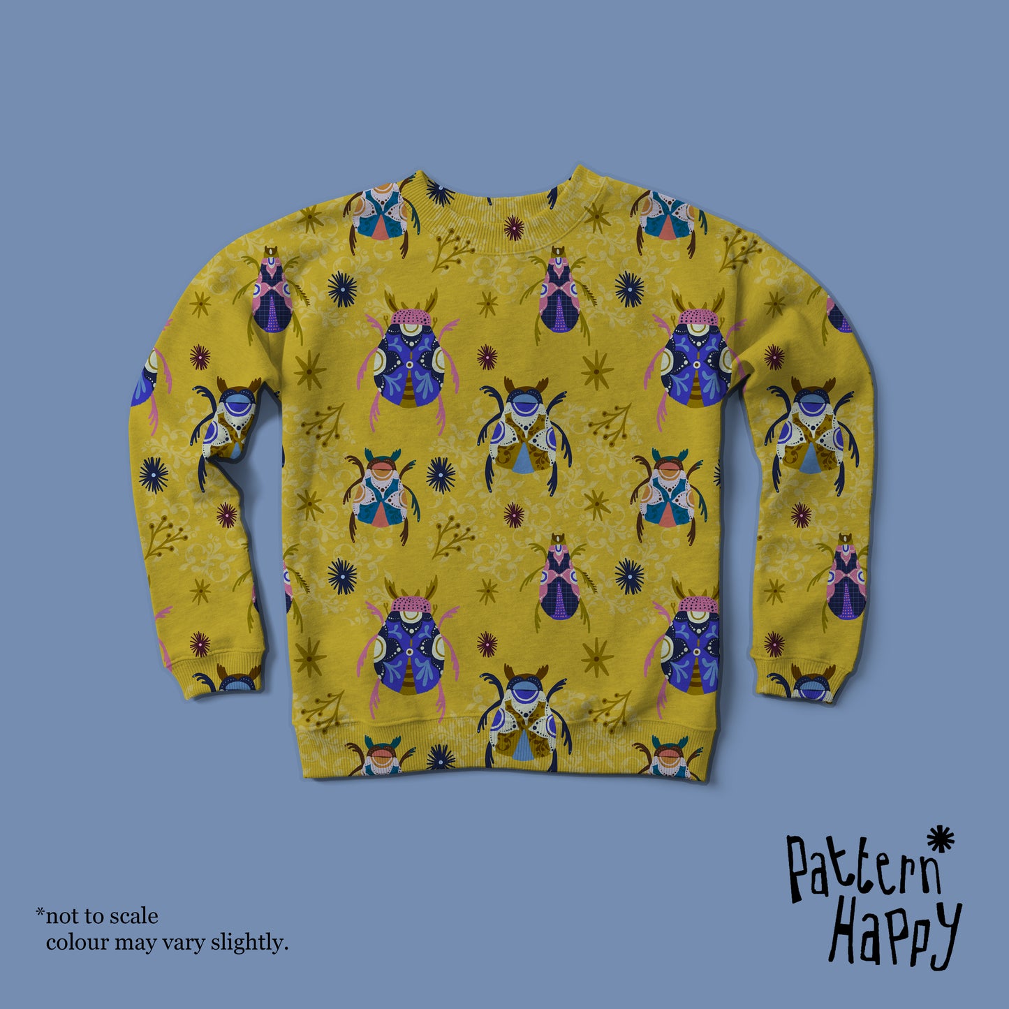 ****NEW COLLECTION Beetles on yellow - 0.5 Metres