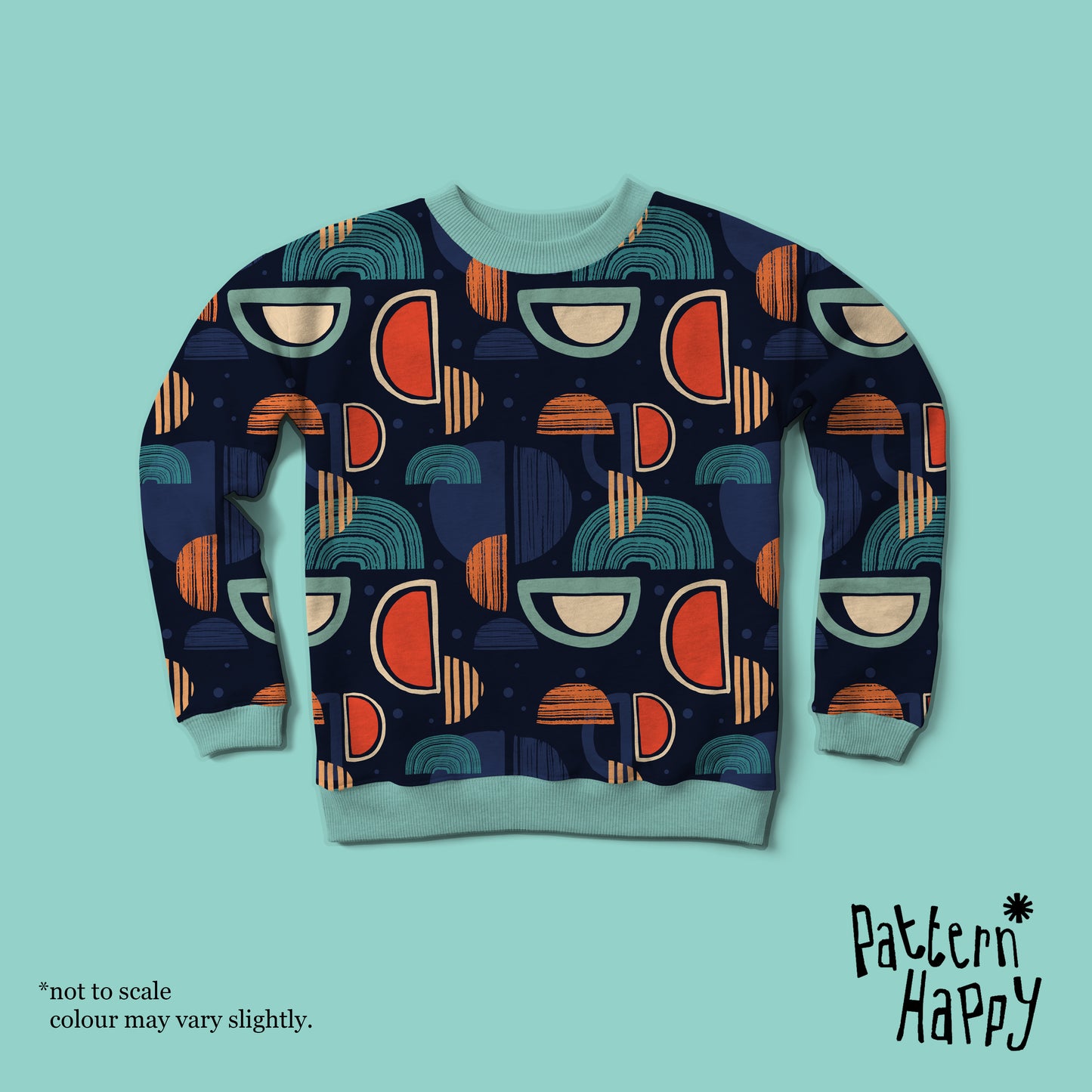 **NEW COLLECTION* Abstract D's on navy- 0.5 Metres