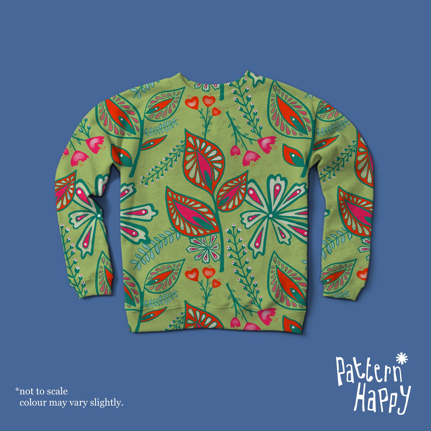 *****NEW COLLECTION Abstract Flowers Re-Mastered Pink and Orange on Lime- 0.5 Metres