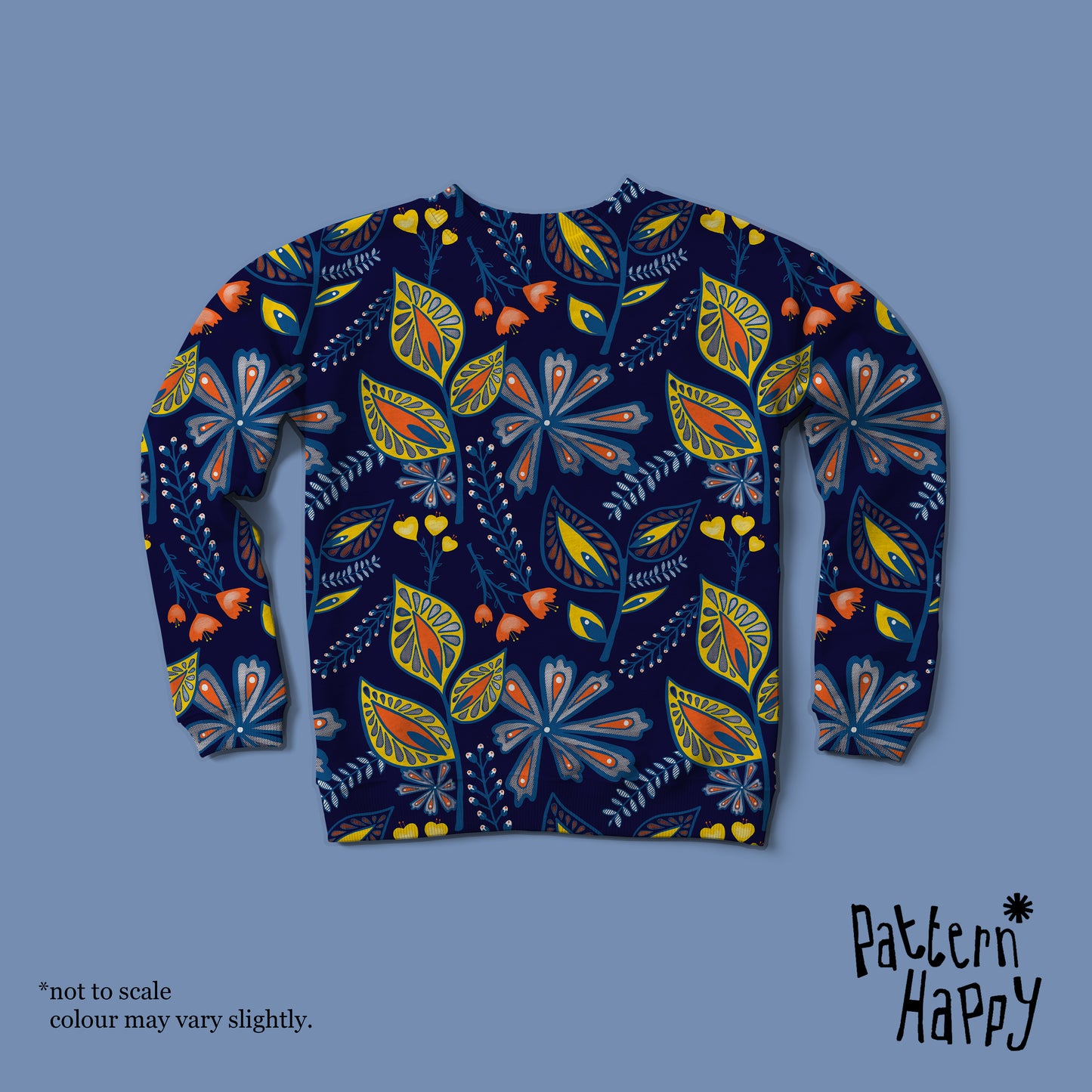 ***NEW COLLECTION Abstract Flowers Teals and reds on Navy - 0.5 Metres