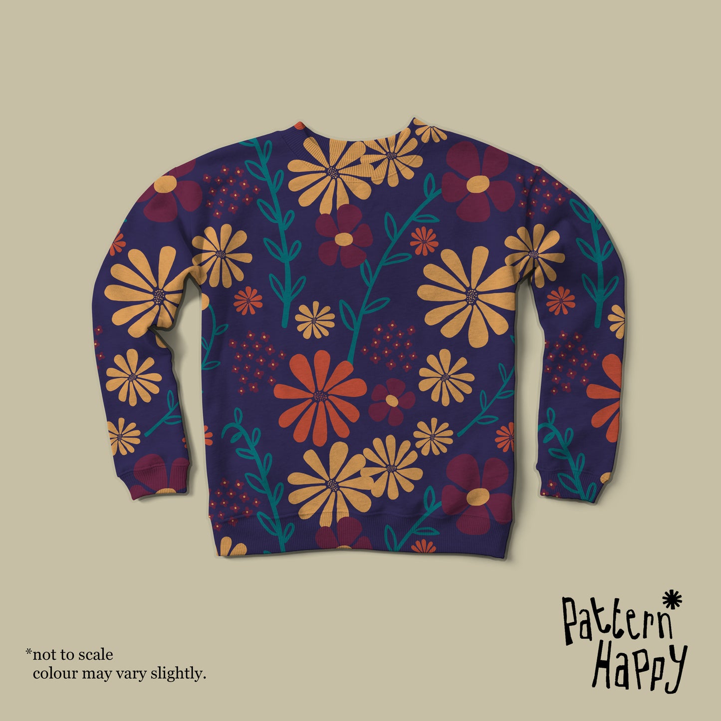 ****NEW COLLECTION Block colour flowers - 0.5 Metres