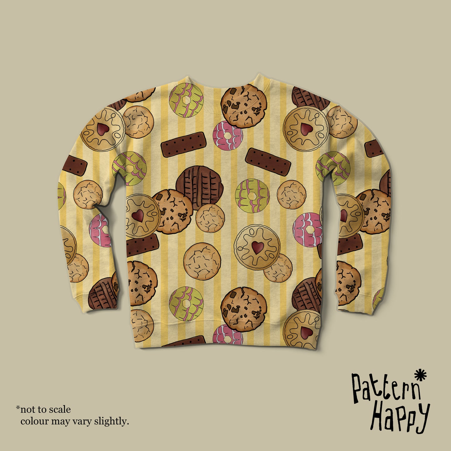 *NEW COLLECTION* Biscuits on yellow stripes - 0.5 Metres