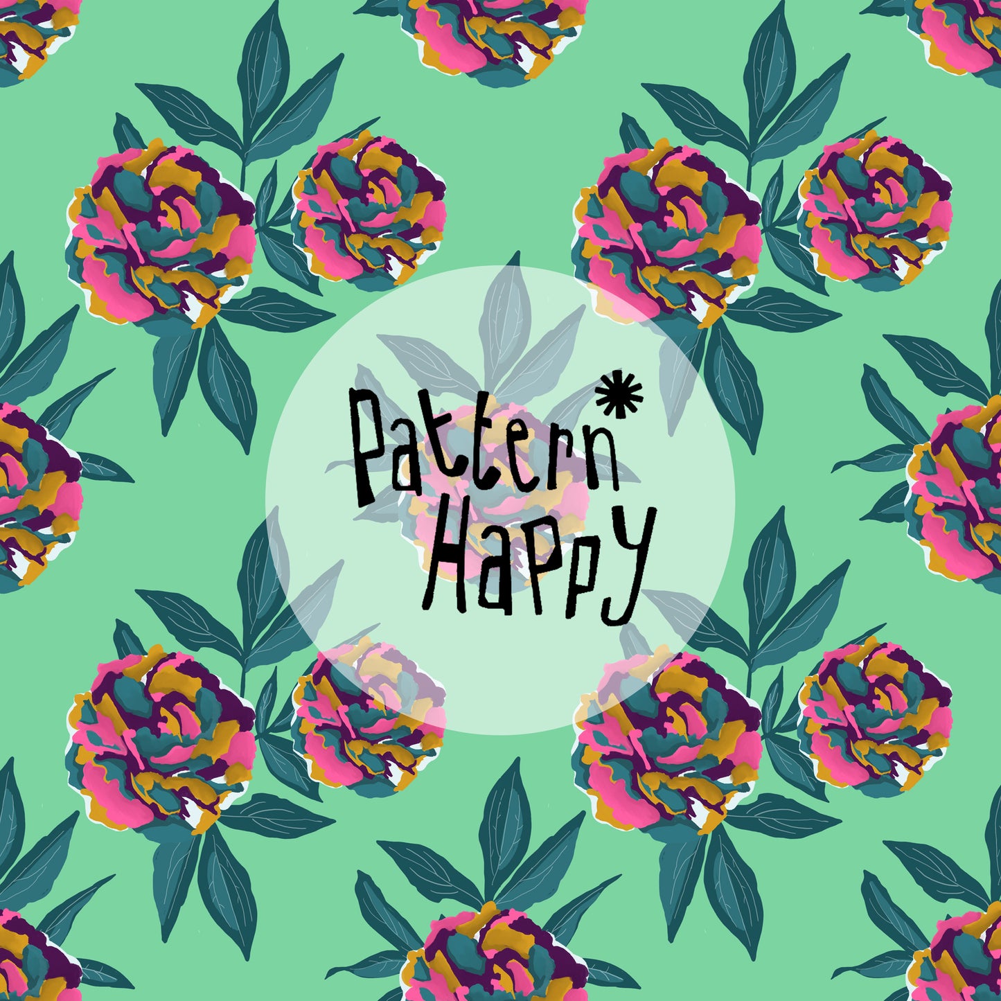 Peonies on mint, 0.5 Metres