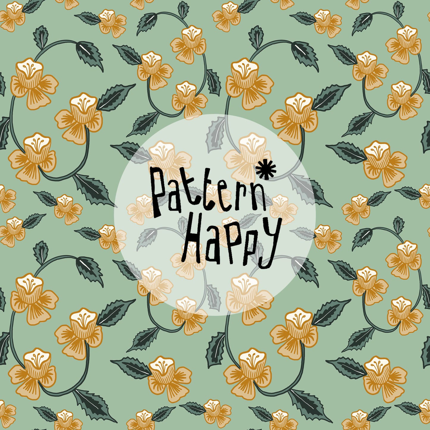 ****NEW COLLECTION yellow flowers on green - 0.5 Metres