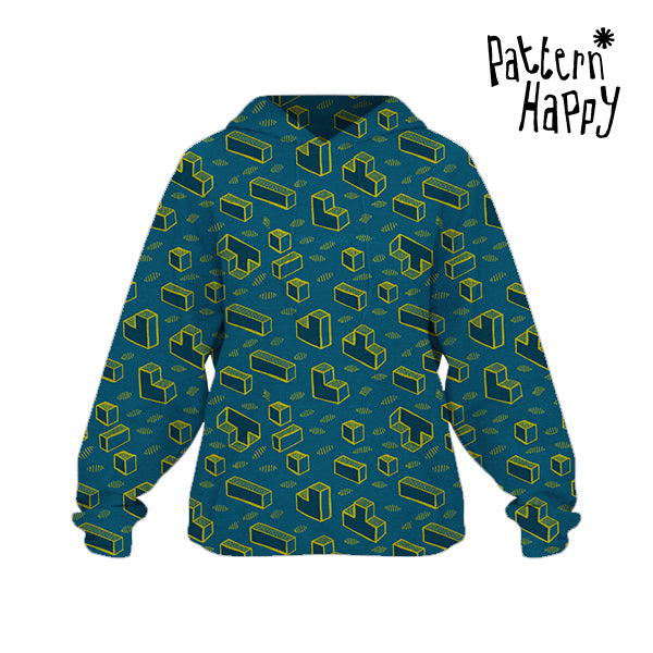 Tetris yellow on teal - 0.5 Metres