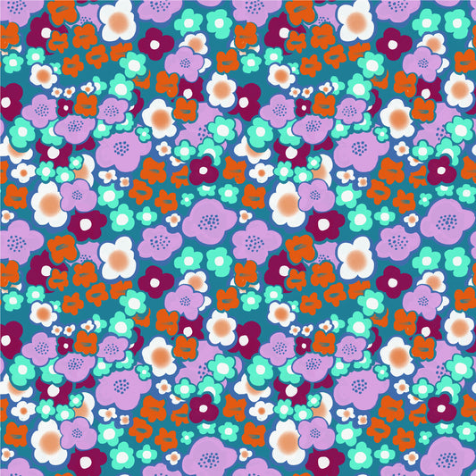 ****** NEW COLLECTION Retro Vintage Floral - Oranges & Mint