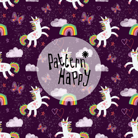 ***NEW COLLECTION* Unicorns & Butterflies on purple - 0.5 Metres