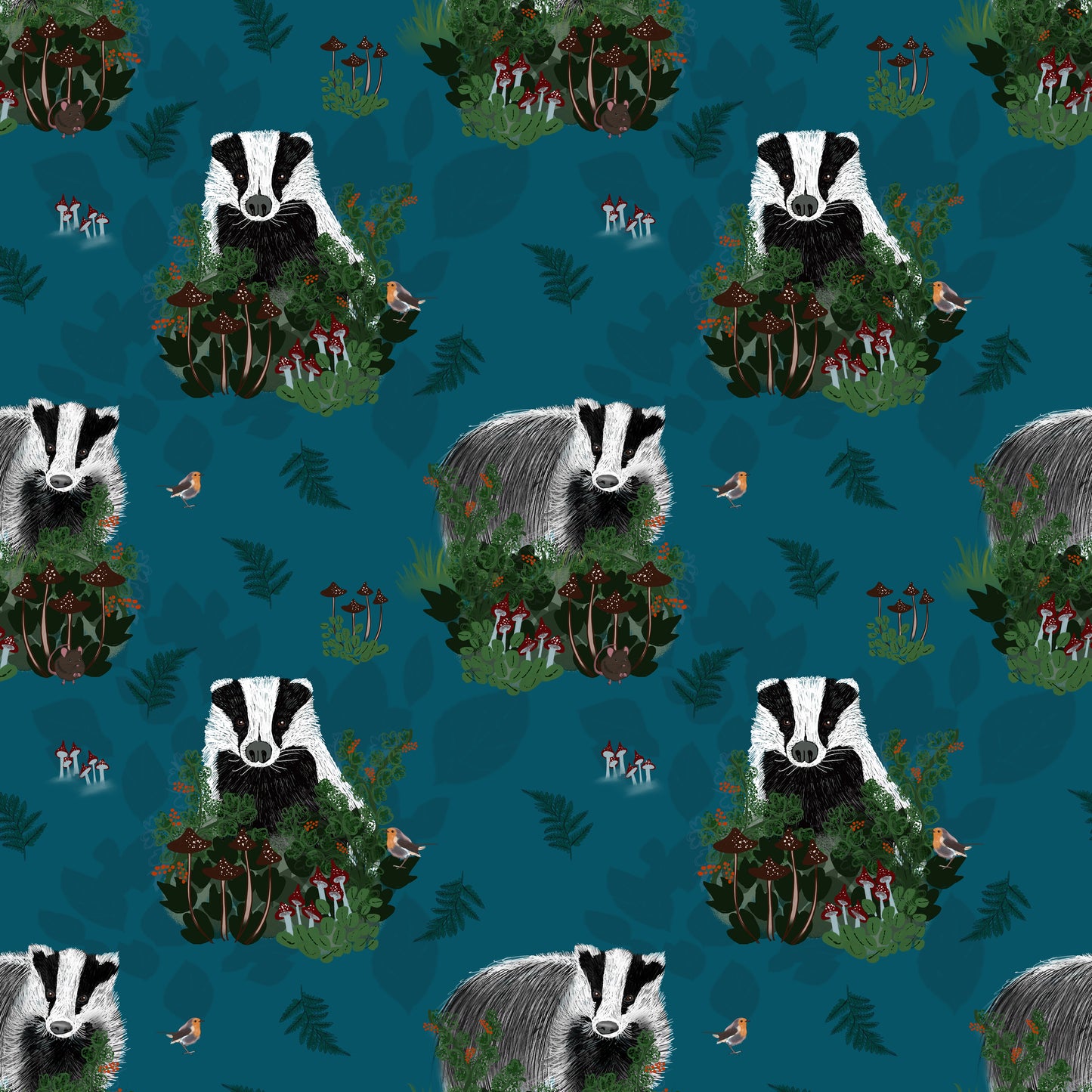 ****** NEW COLLECTION Badgers on teal