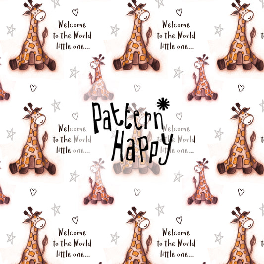 ****NEW COLLECTION Baby Giraffe on white - 0.5 Metres
