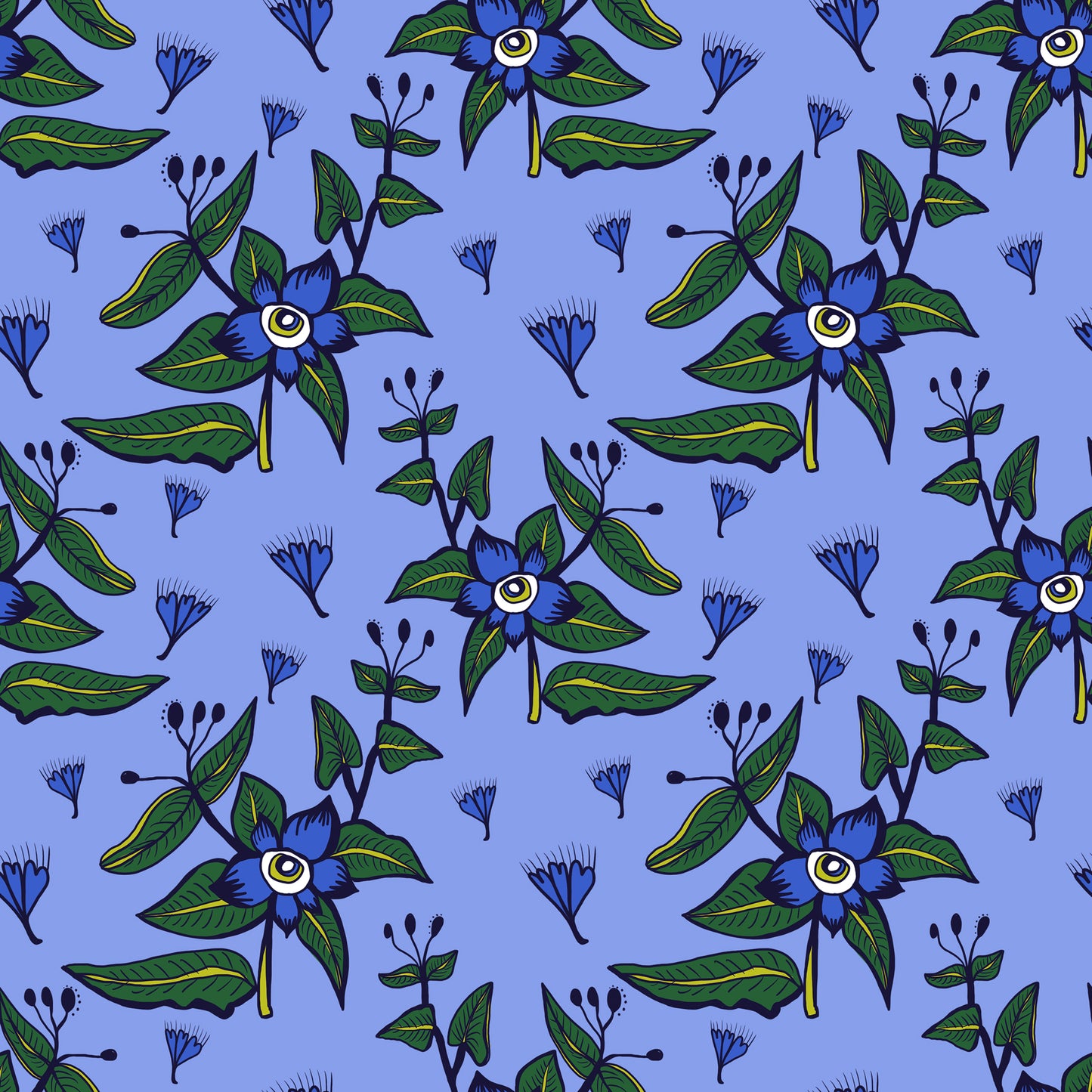 ****** NEW COLLECTION Country Floral Set 2 Cornflour- 0.5 Metres