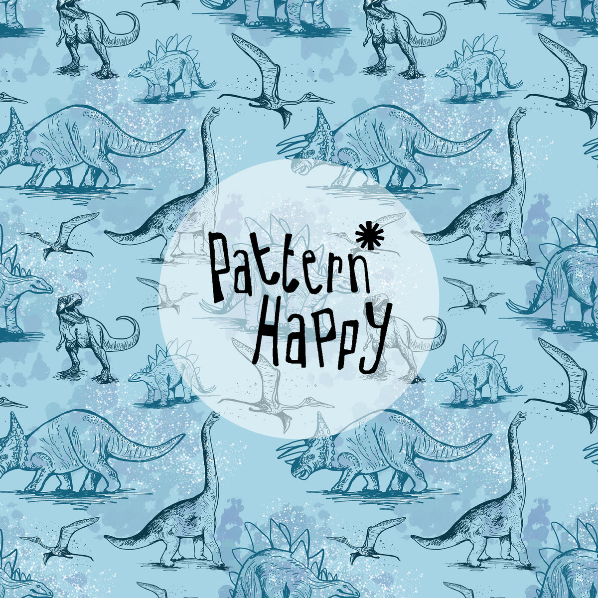 Dinosaur Pattern Blue Dinosaurs, tonal on blue, 0.5 Metres – Pattern Happy Fabrics