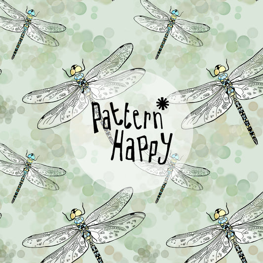 *NEW COLLECTION* Dragonflies on pastel green- 0.5 Metres