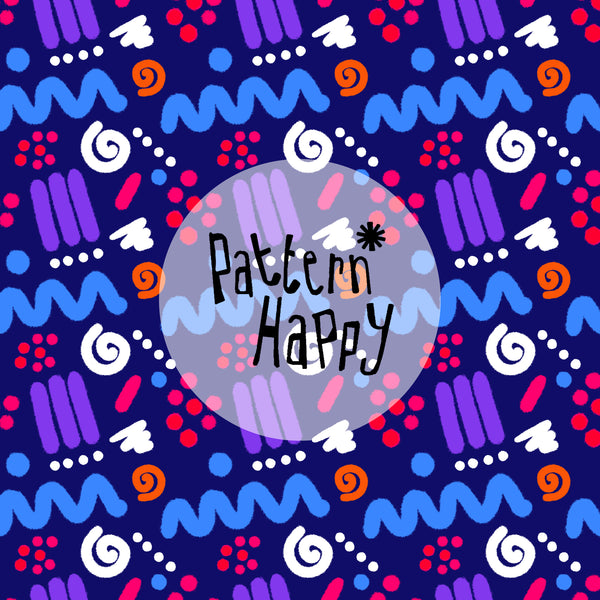 Fizzy pattern on blue, 0.5 Metres – Pattern Happy Fabrics