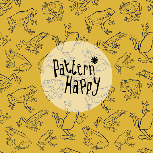 **NEW COLLECTION*- 0.5 Metres- Navy frogs on yellow