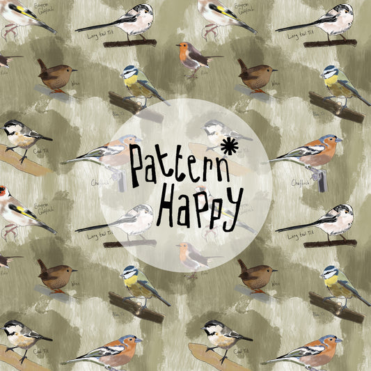 *NEW COLLECTION* Garden Birds on Straw - 0.5 Metres