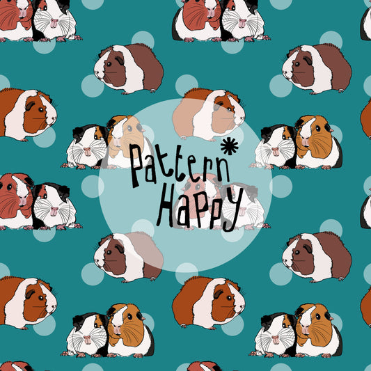 **NEW COLLECTION* Guinea Pigs on Teal - 0.5 Metres