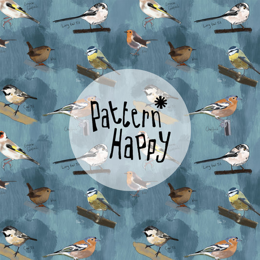 *NEW COLLECTION* Garden Birds on Blue - 0.5 Metres