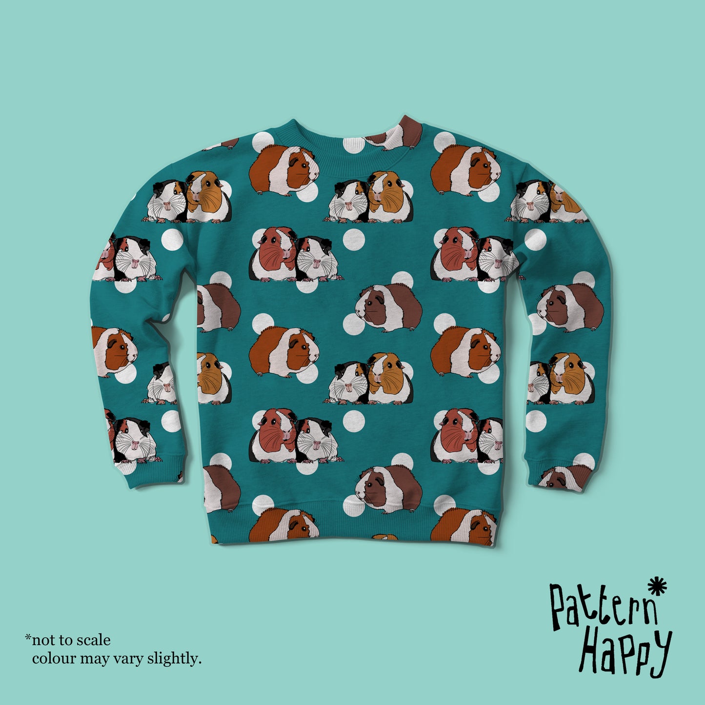 **NEW COLLECTION* Guinea Pigs on Teal - 0.5 Metres