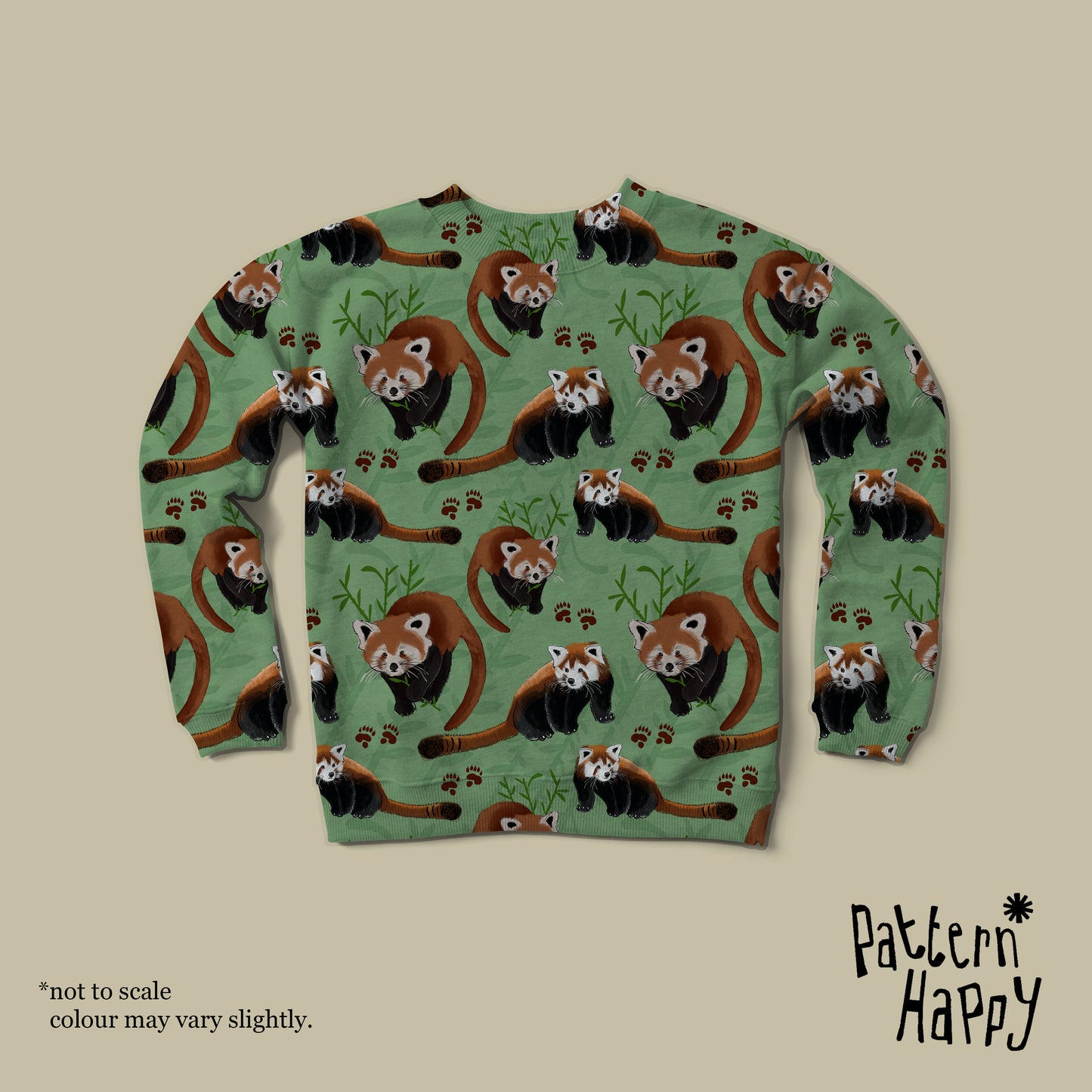 **NEW COLLECTION* Red Pandas on green - 0.5 Metres