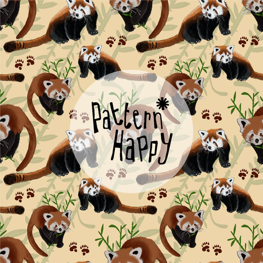 **NEW COLLECTION* Red Pandas on cream - 0.5 Metres