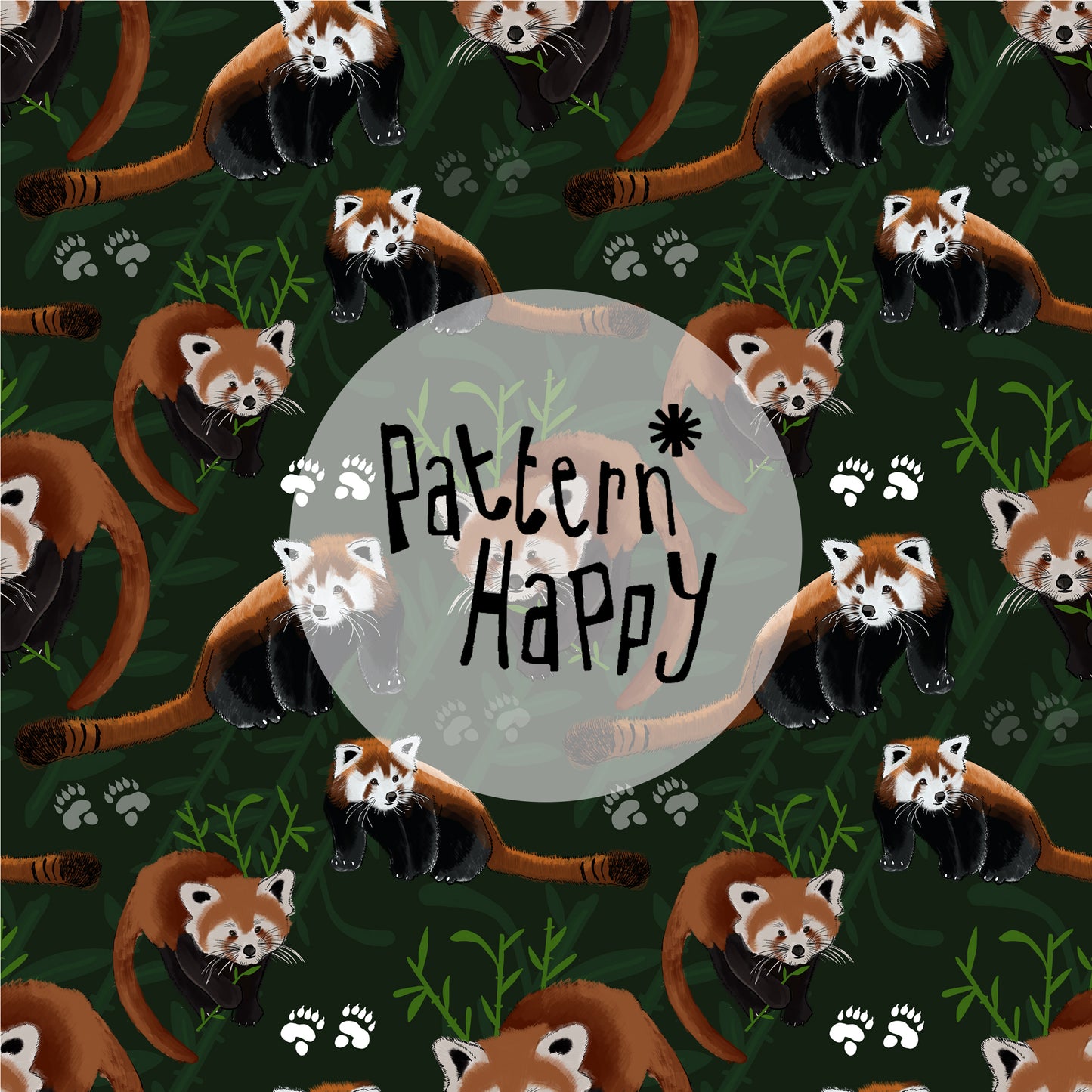 **NEW COLLECTION* Red Pandas on dark green - 0.5 Metres