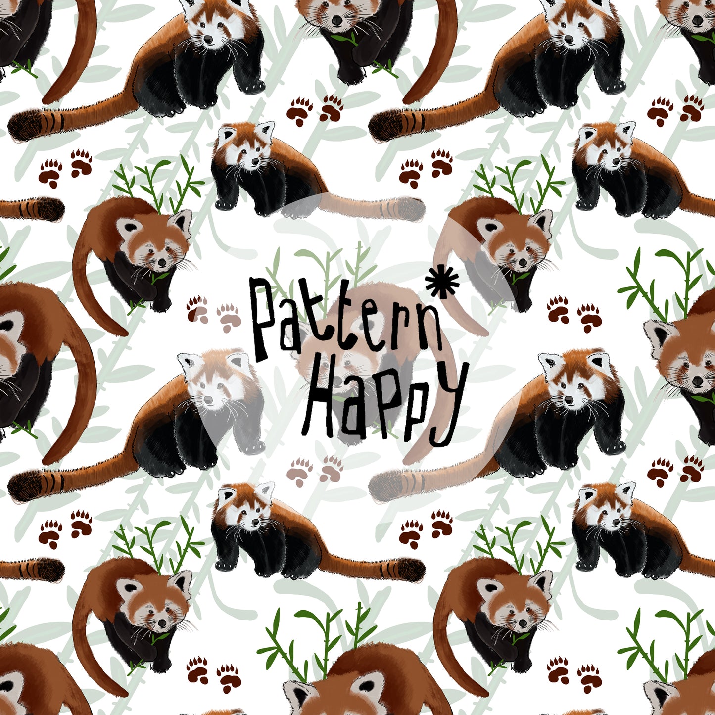 **NEW COLLECTION* Red Pandas on white - 0.5 Metres