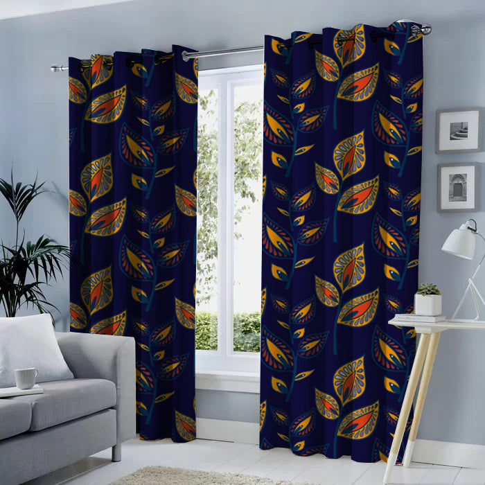 ***NEW COLLECTION Abstract Flowers 2 Deep Yellow on navy- 0.5 Metres